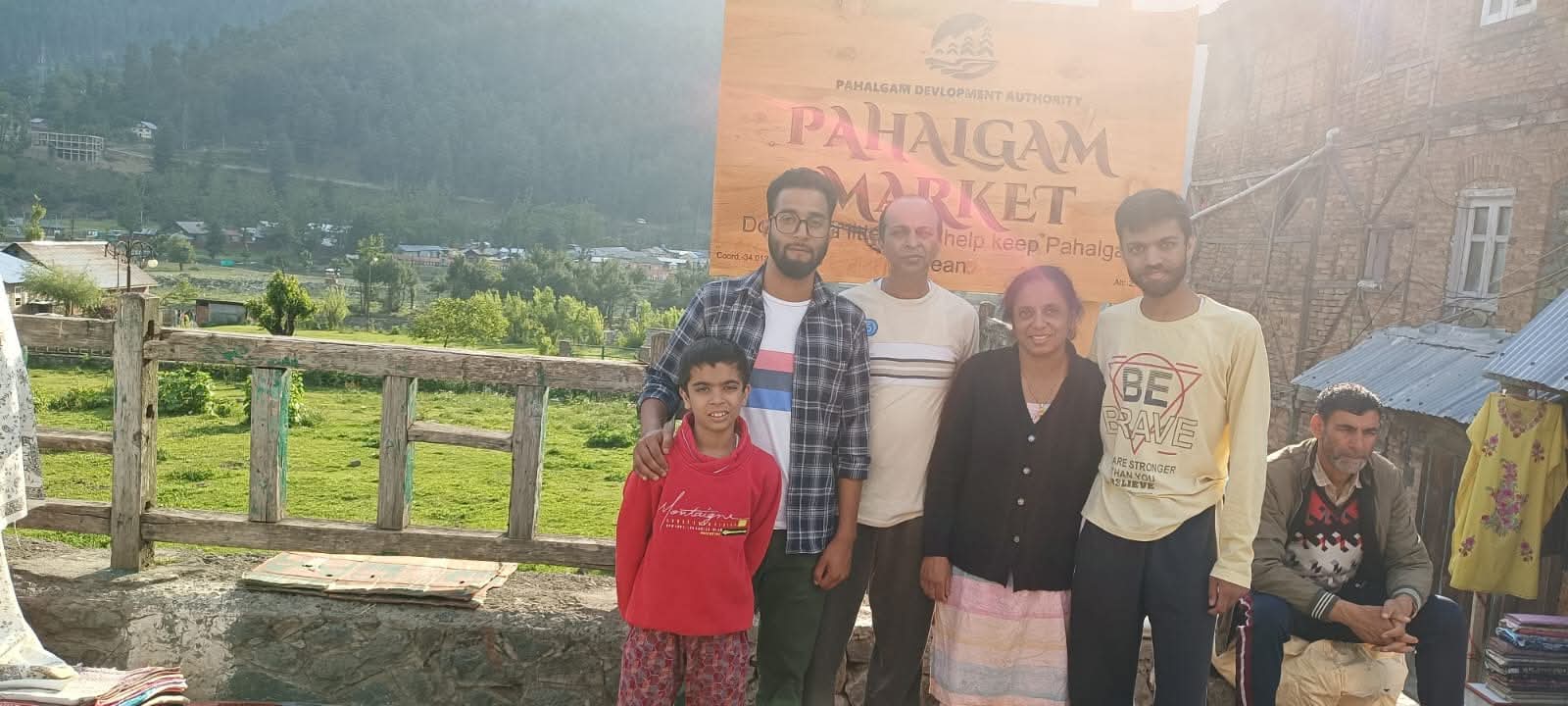 A family at Pahalgam market — Pahalgam